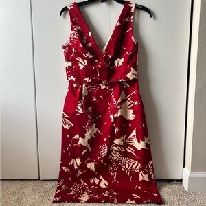 Donna Ricco Red and Cream Floral Dress